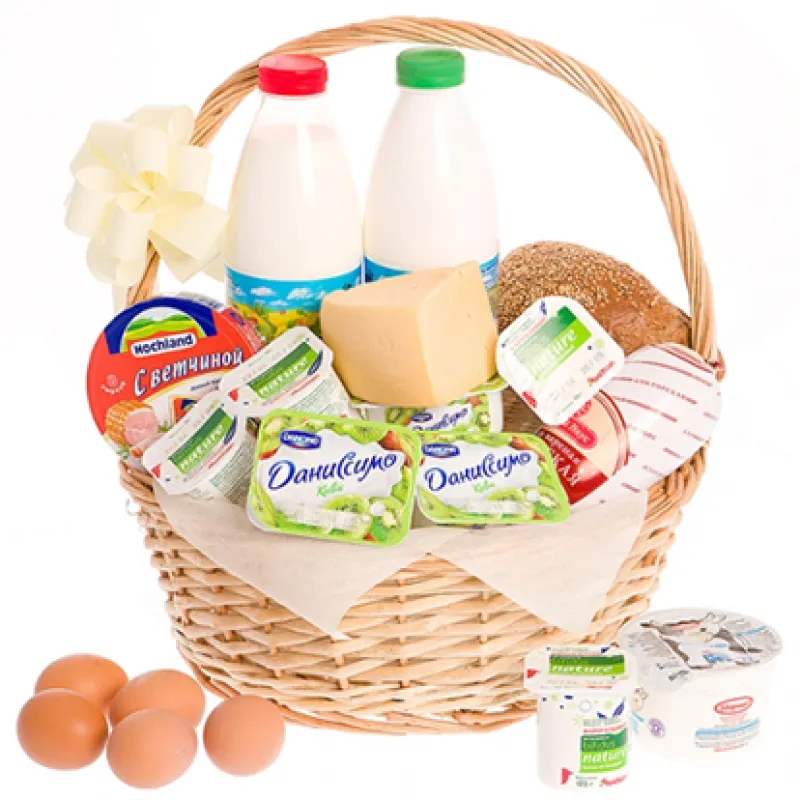 Корзинка свежих продуктов с хлебом и молоком, доставка Чертаново